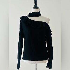 New with tags M Cyrus Black Ruffled Off-Shoulder Sweater